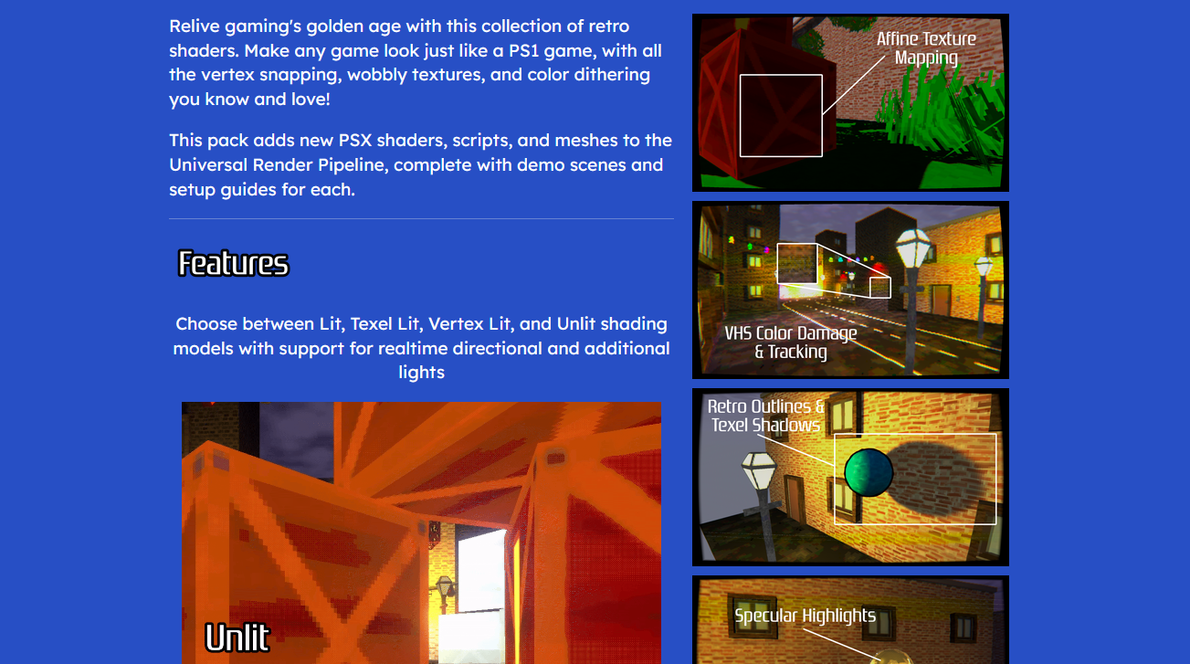 itch.io page for Retro Shaders Pro.
