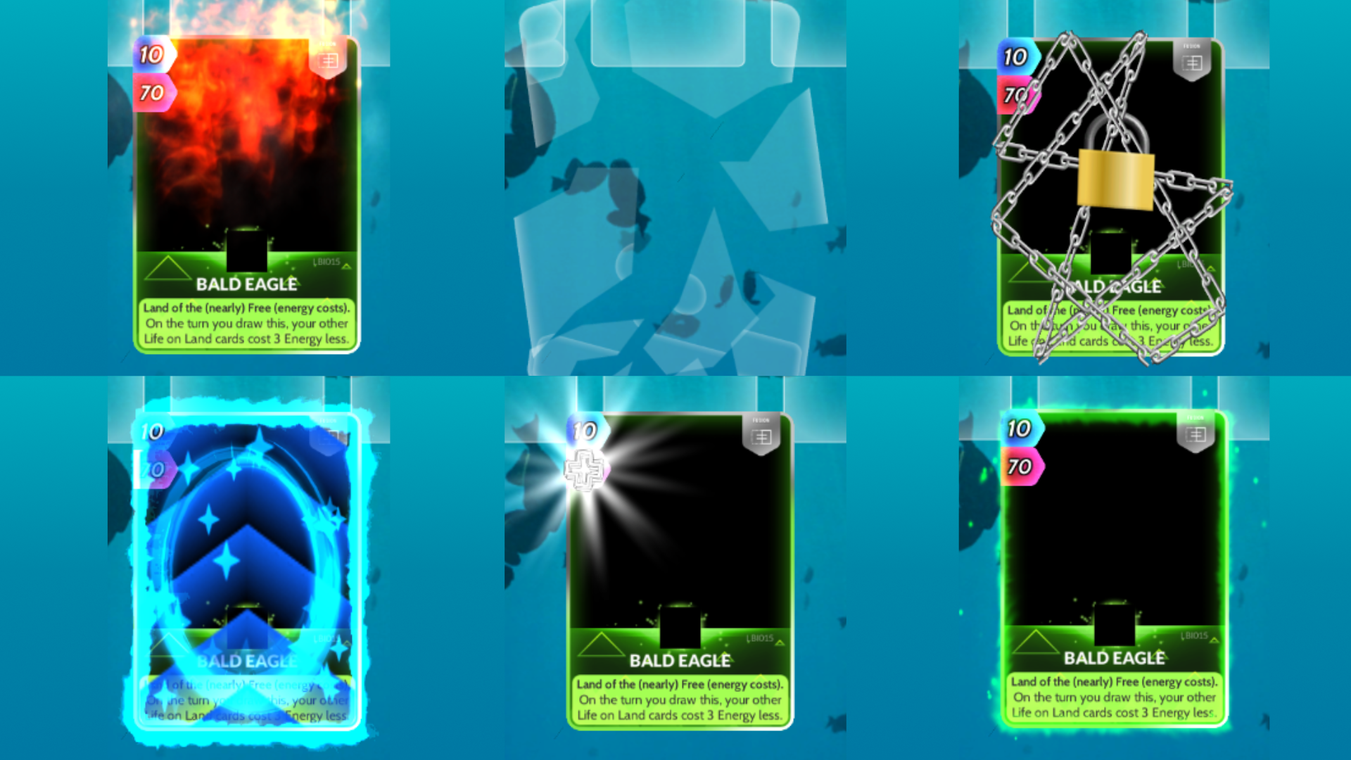 An assortment of VFX developed for mobile game Cards, the Universe, and Everything.