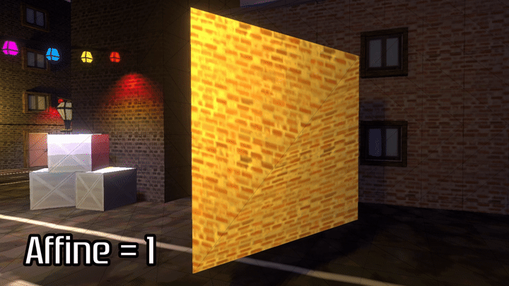 Texture warping due to affine projection.