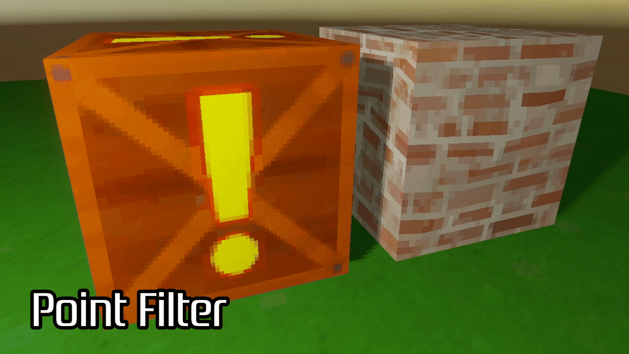 Point, Bilinear, and Nintendo 64 texture filtering.