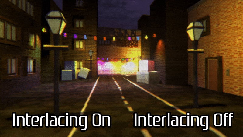 Interlaced screen output by rendering alternating lines each frame.