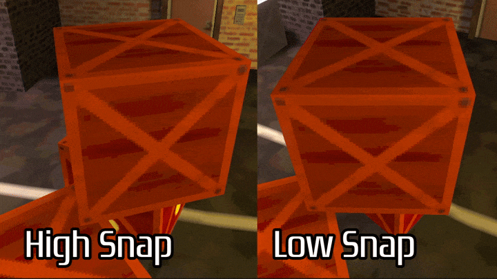 Vertex snapping with high and low values.