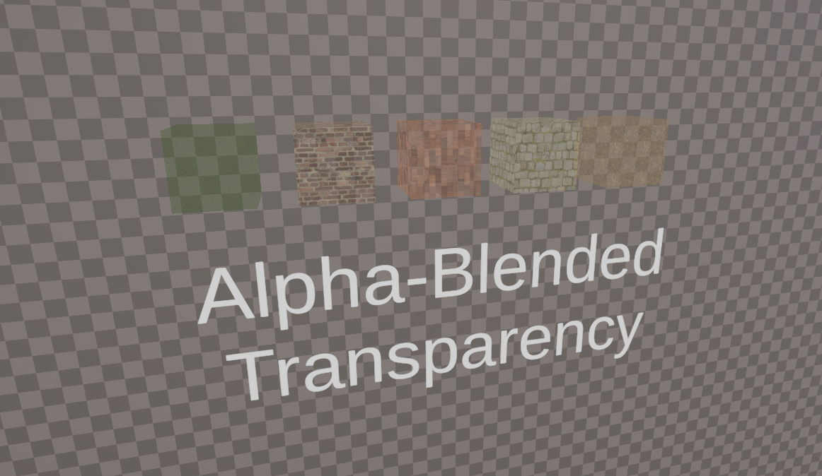 Cubes using an alpha-blended transparency shader.