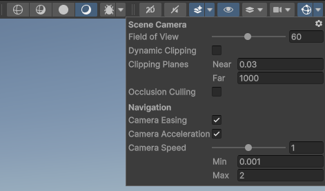 Changing the clip distances of the Scene View camera.