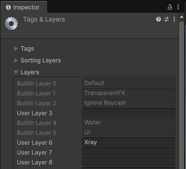 Adding an x-ray layer to the layer list.