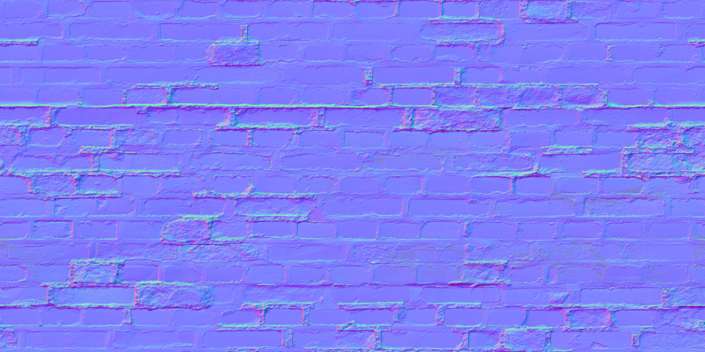 A normal map for a brick texture.