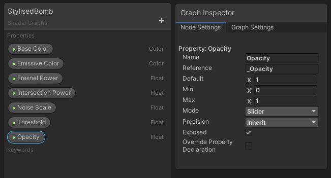 Adding an opacity property.