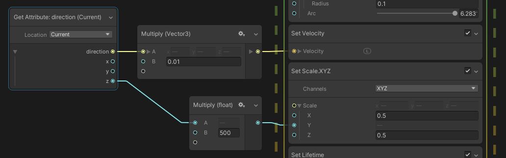 Setting a small velocity and large scale.