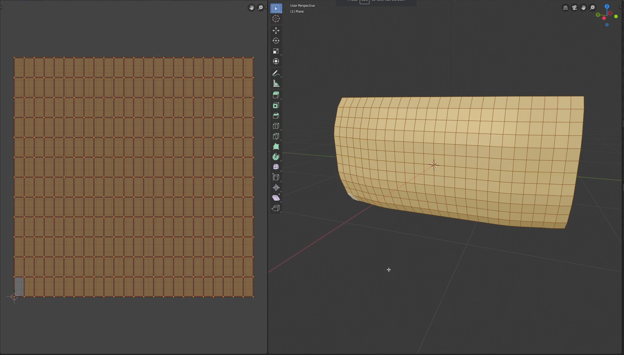 The rectangular mesh still has UVs that span the entire UV space, resulting in textures being stretched when applied to the mesh without scaling.