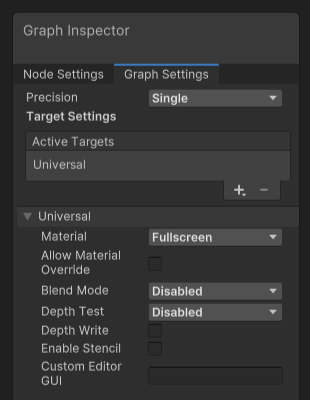 The Graph Settings tab, showing that the graph uses the new Fullscreen surface mode.