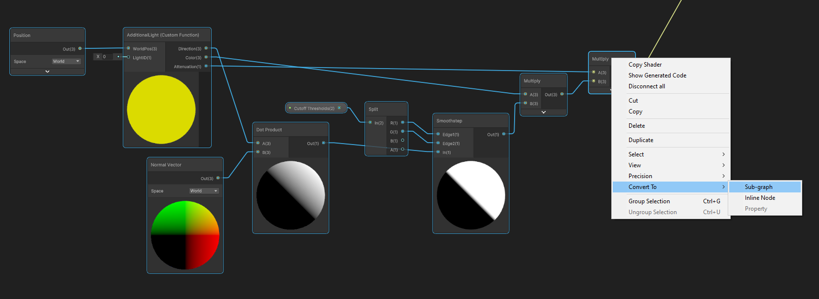 Converting the AdditionalLight nodes to a subgraph.
