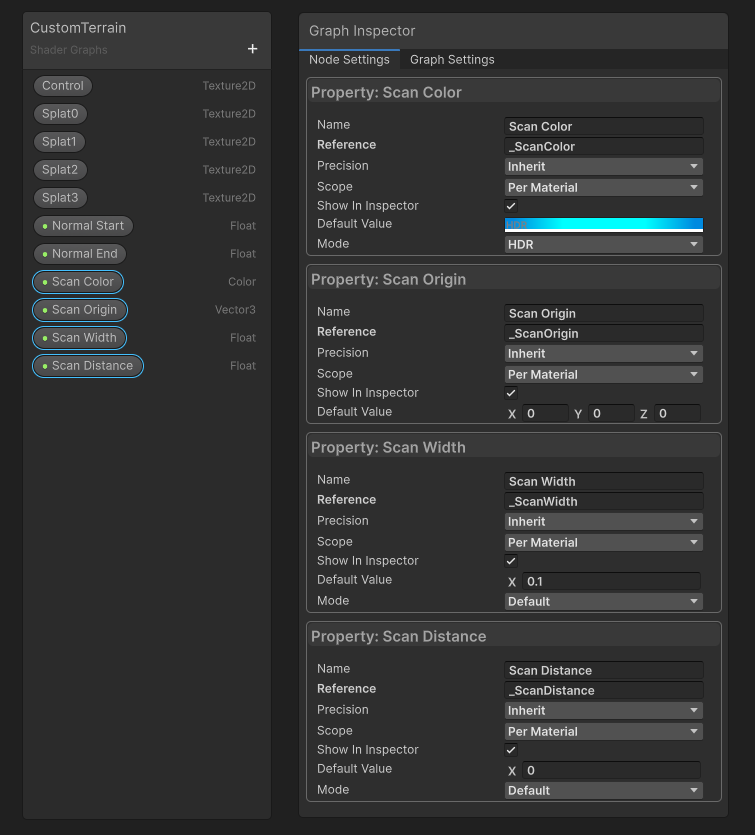 Terrain scanner properties.
