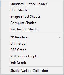Shader Options Menu.