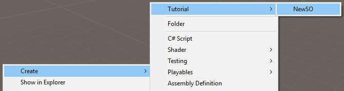 Create scriptable object